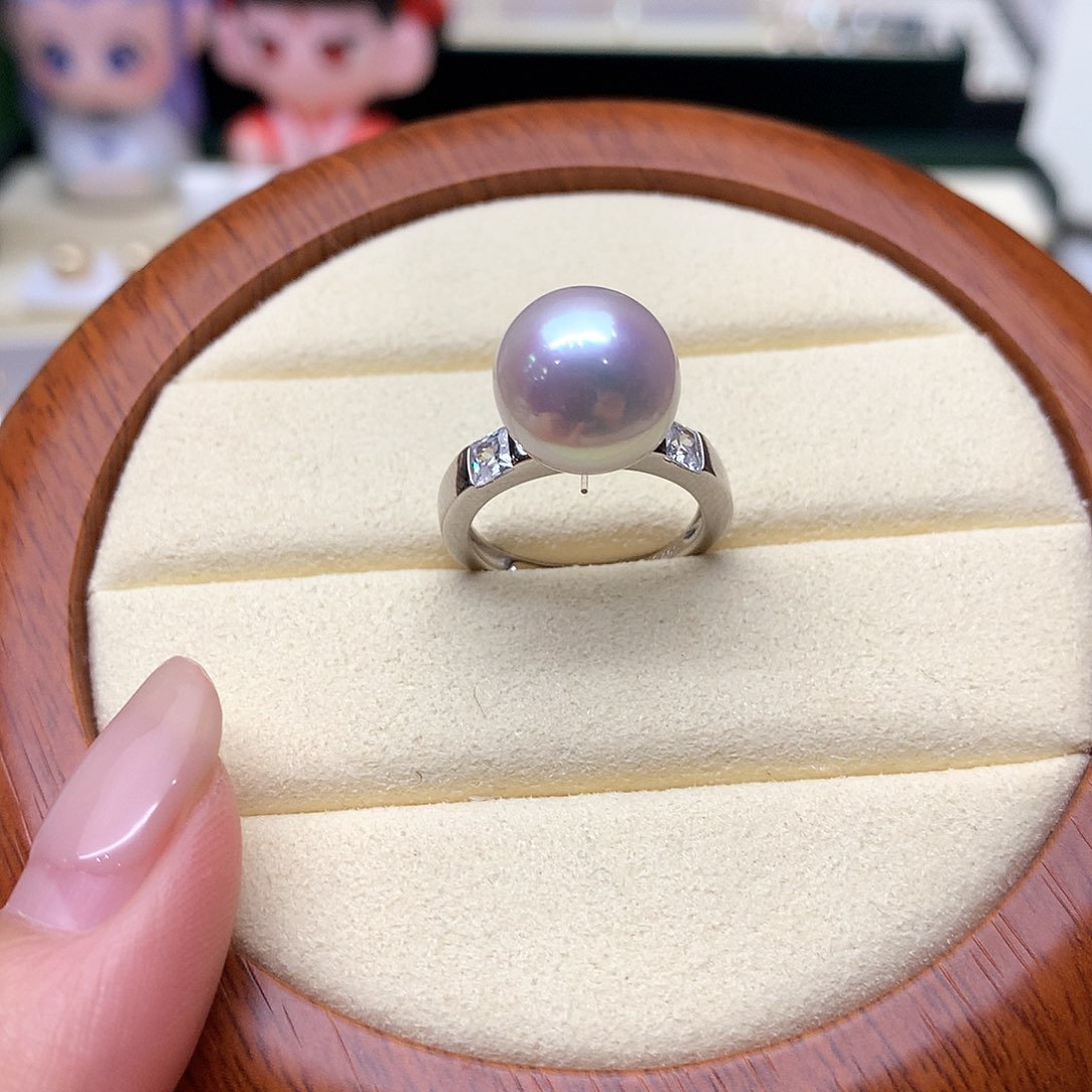 戒指银S925镶嵌淡水珍珠