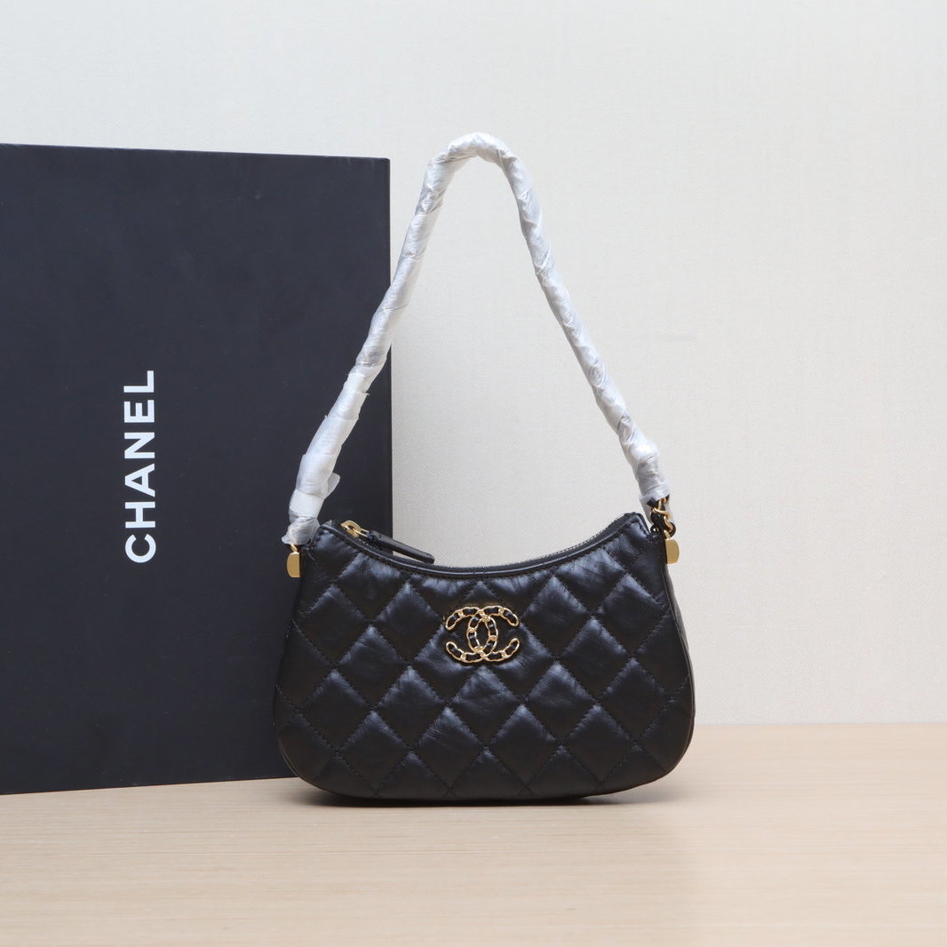 99新 Chanel/香奈儿 汤/P235604172/ 腋下包 小号 镭射标 金扣 