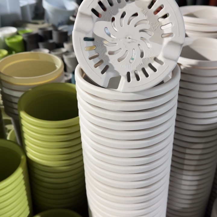 四季2号10个盆10个托盘灰白色口径17高15花盆