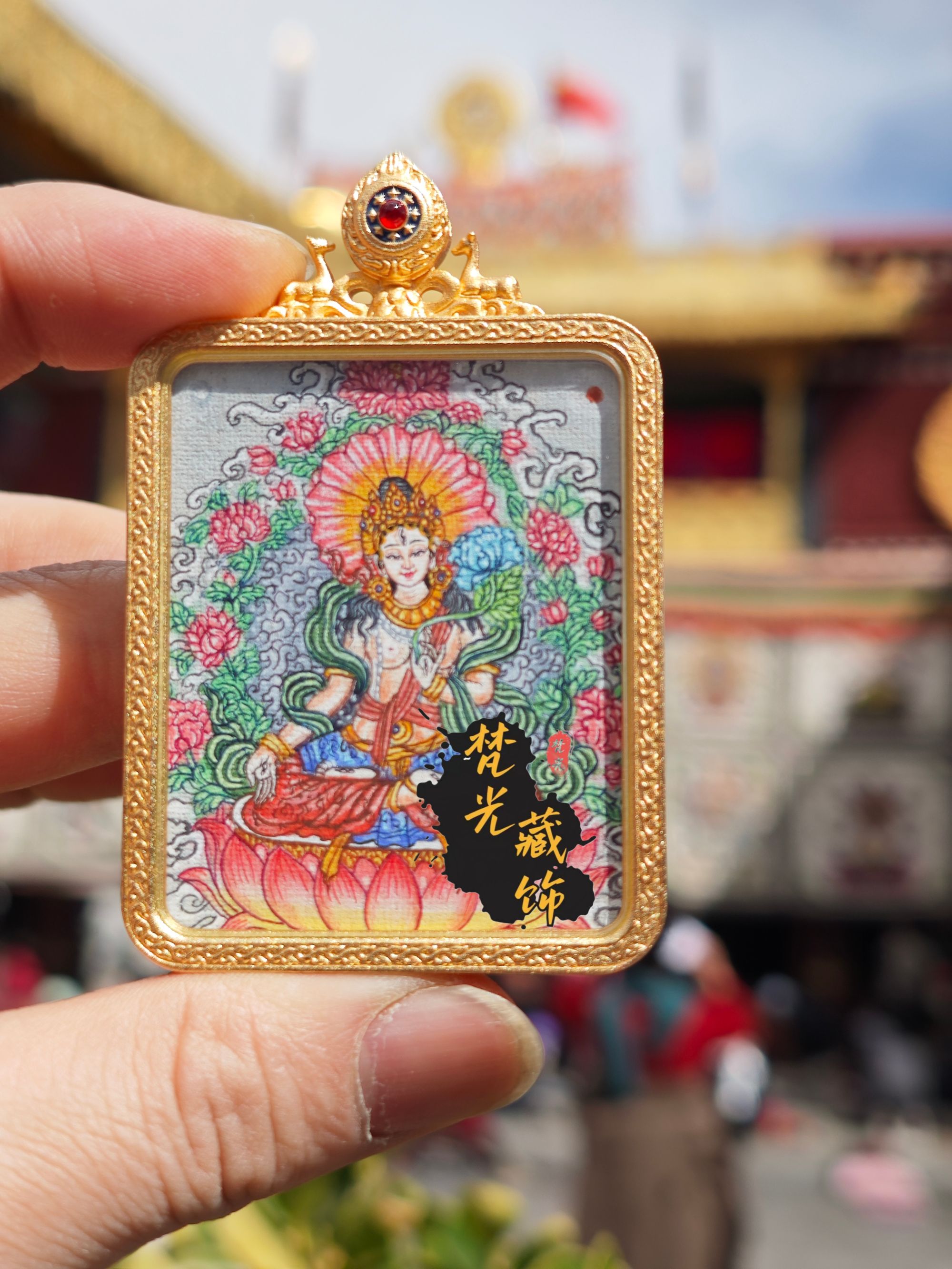 【梵光】纯手绘唐卡白度  矿物颜料定制精品高卡 拉萨直飞