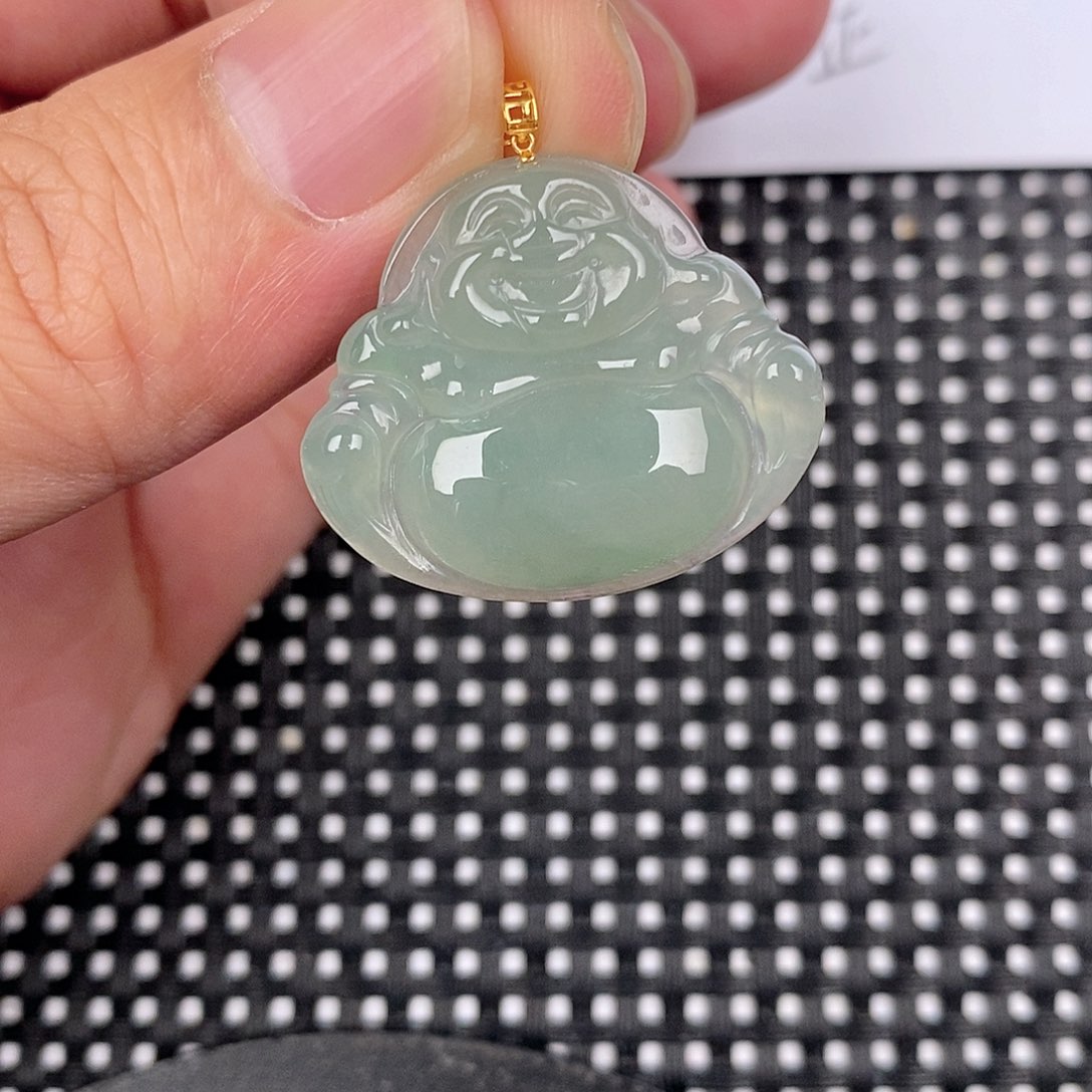 翡翠18K金镶嵌颈饰挂件