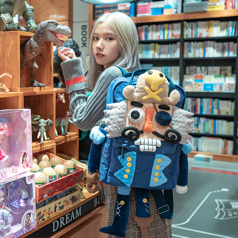 （胡桃夹子系列）芽小七原创手工帆布女双肩背个性创意丑萌背包书包