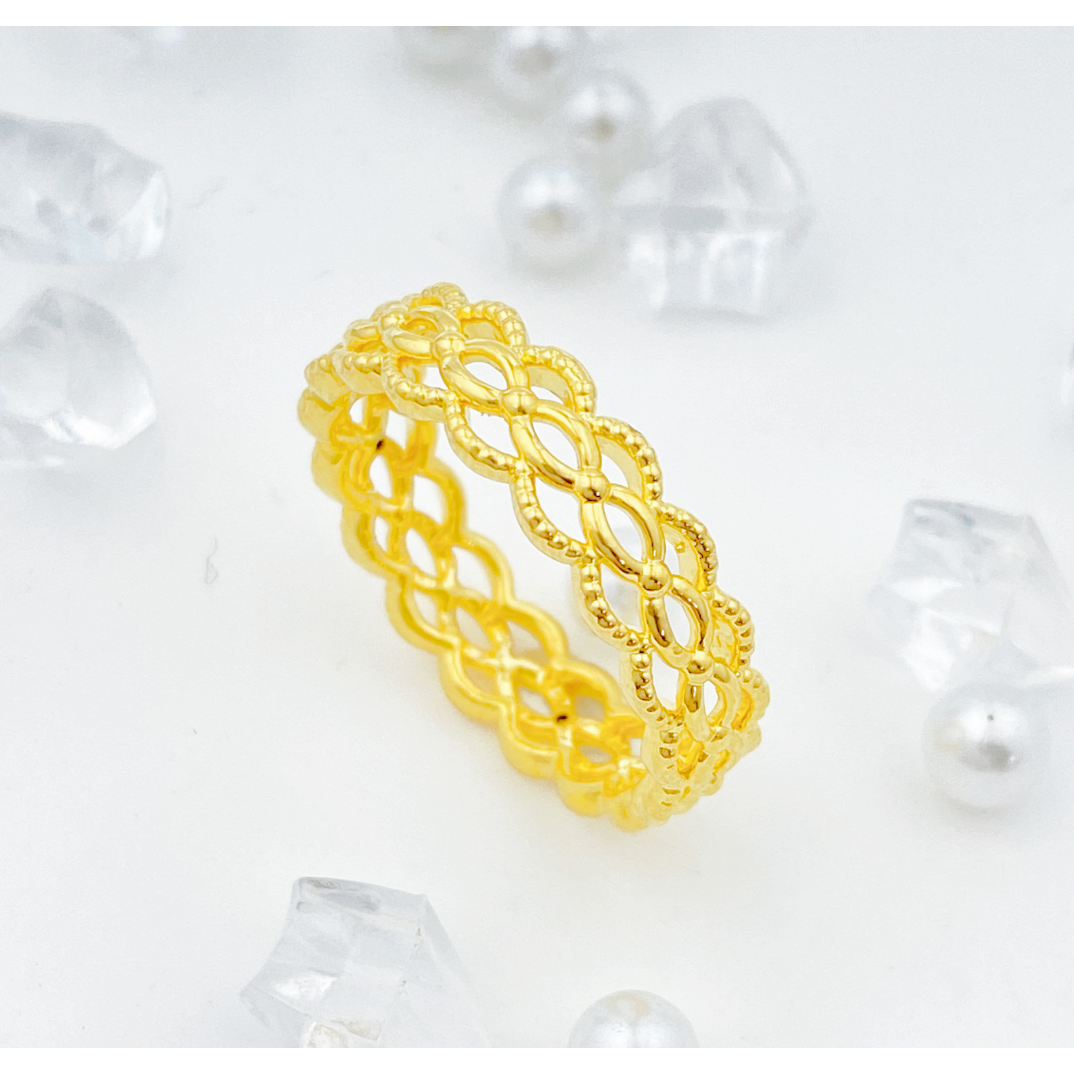 【国潮】足金999 满圈蕾丝戒指 1.55 10圈口