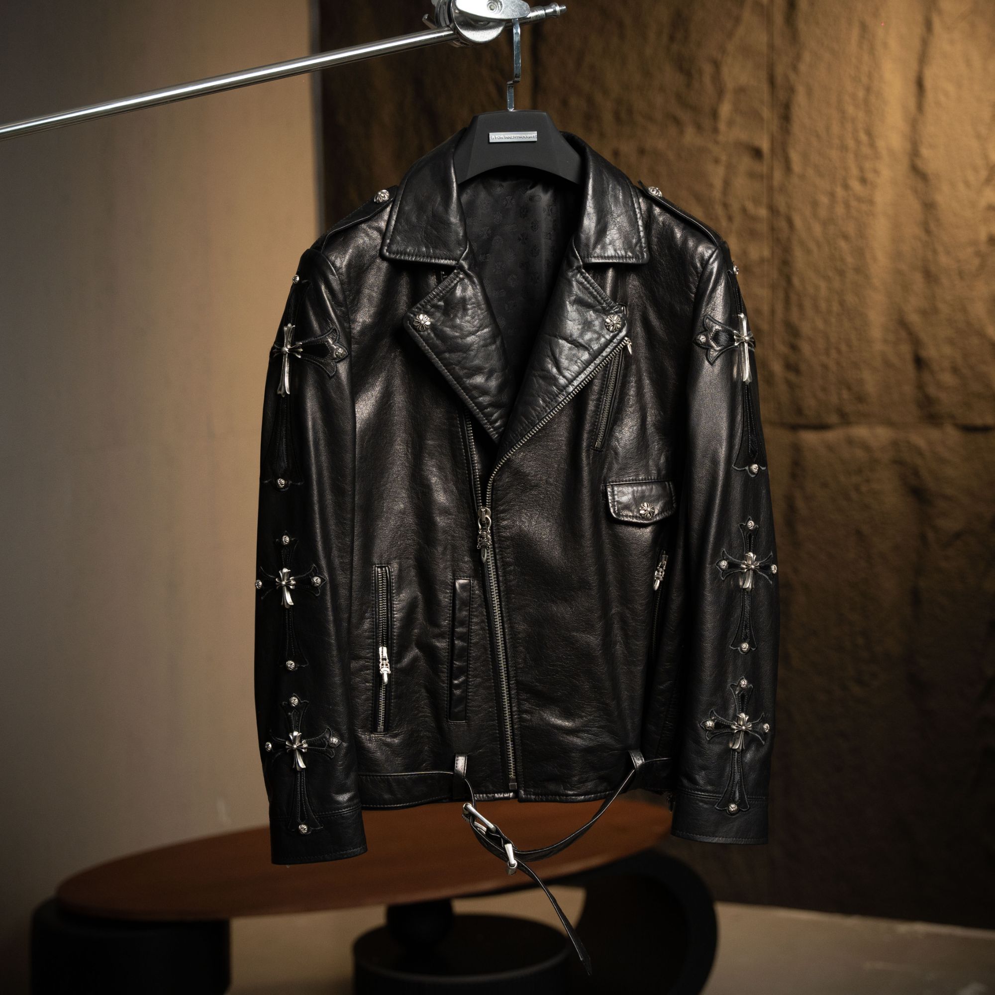 LMSTUDIO克罗家男士经典机车秋冬休闲复古短款夹克皮衣外套22153