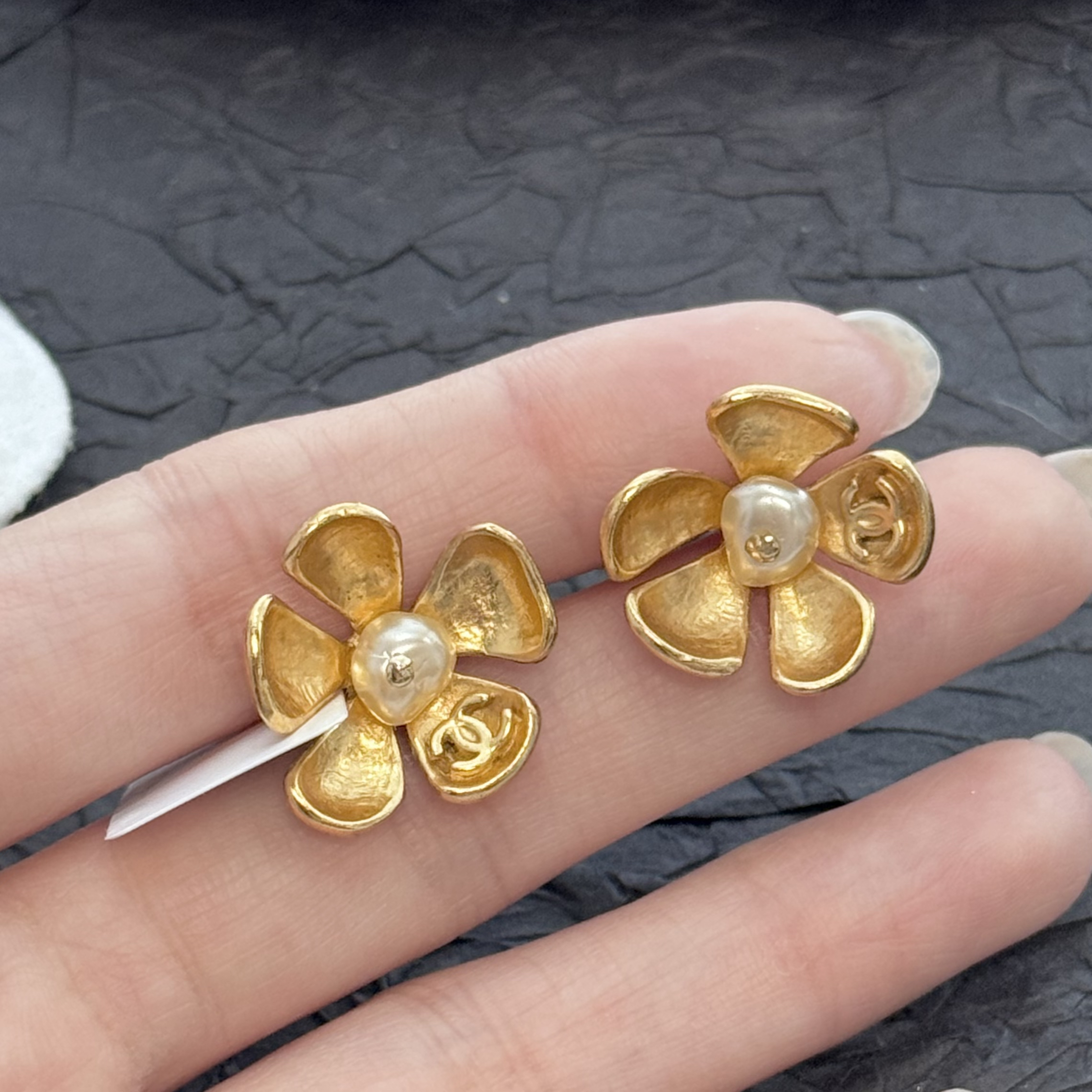 95新 Chanel/香奈儿 香奈儿玉兰花珠珠耳钉