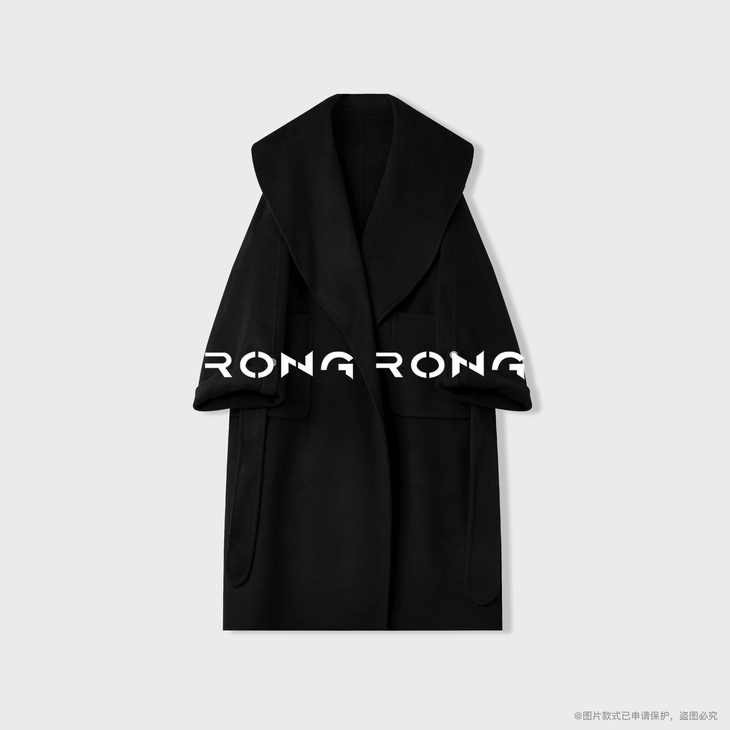 溶溶【垂柔御冬】RONGRONG 羊毛羊绒宽松翻领毛呢大衣 885172