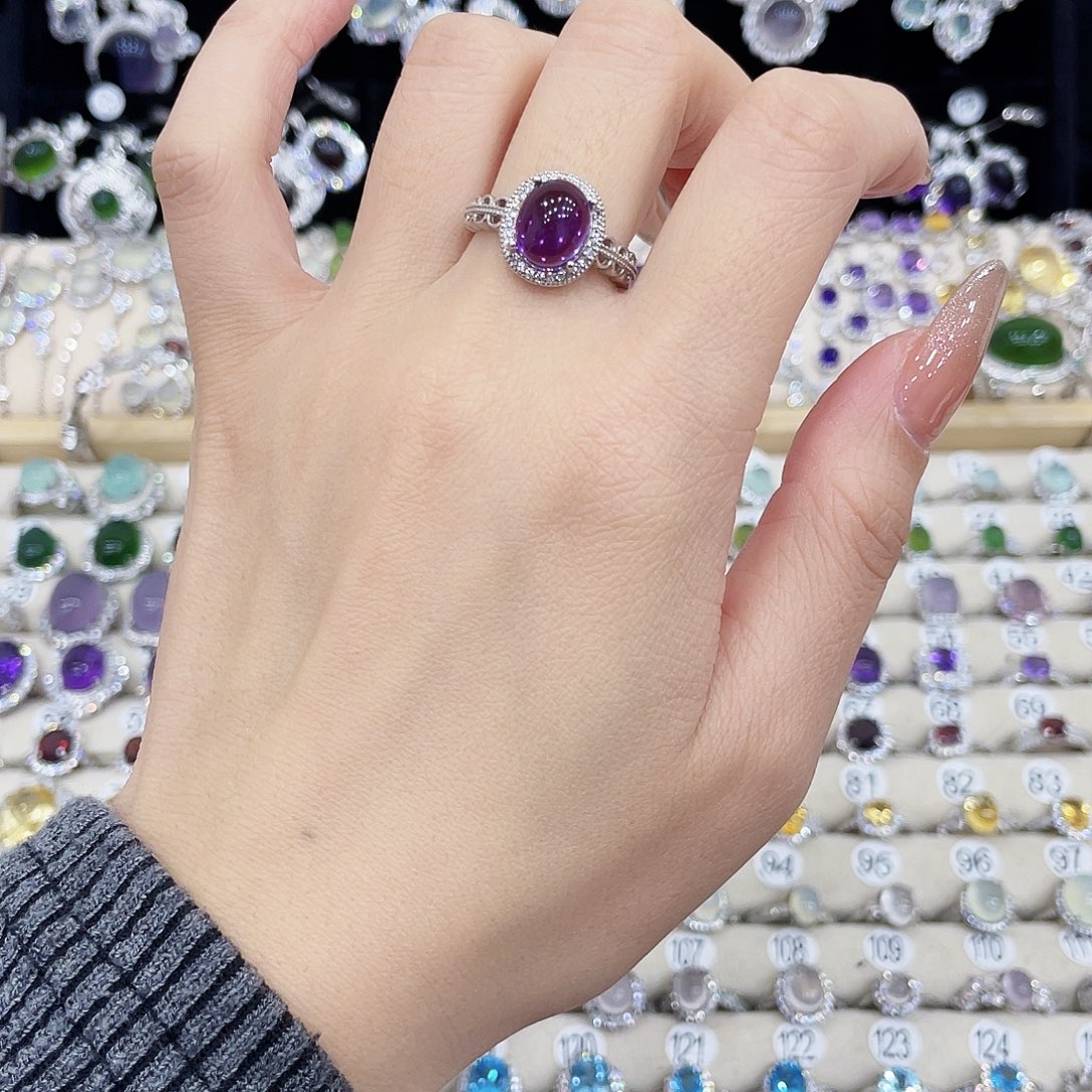 戒指紫晶银S925镶嵌