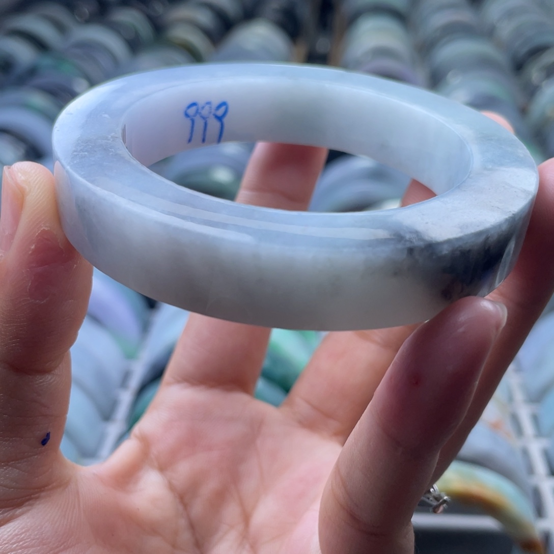 定制翡翠未镶嵌纯天然翡翠手镯定制54/60正圈 胶