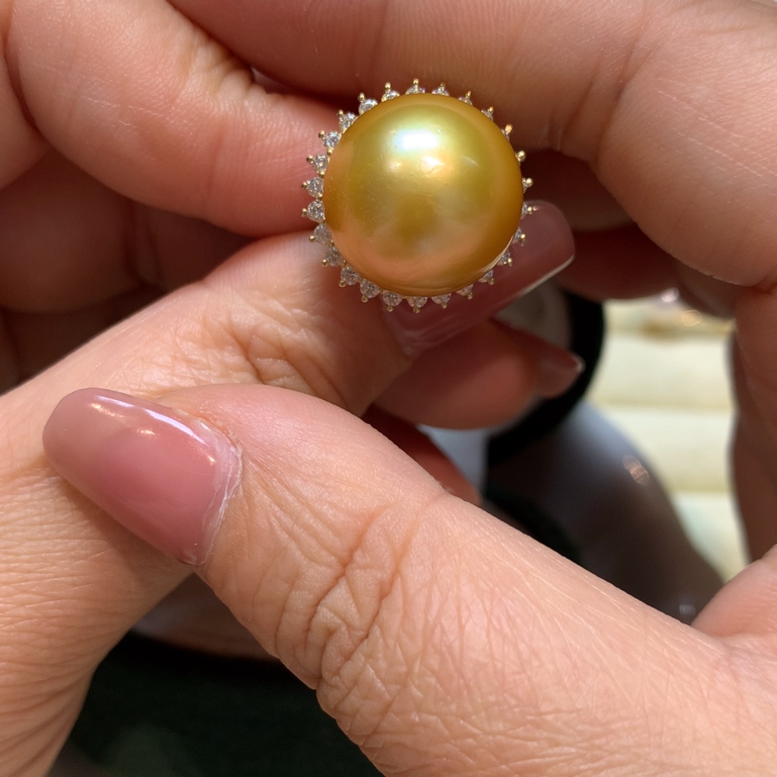 海水珍珠戒指14K金镶嵌