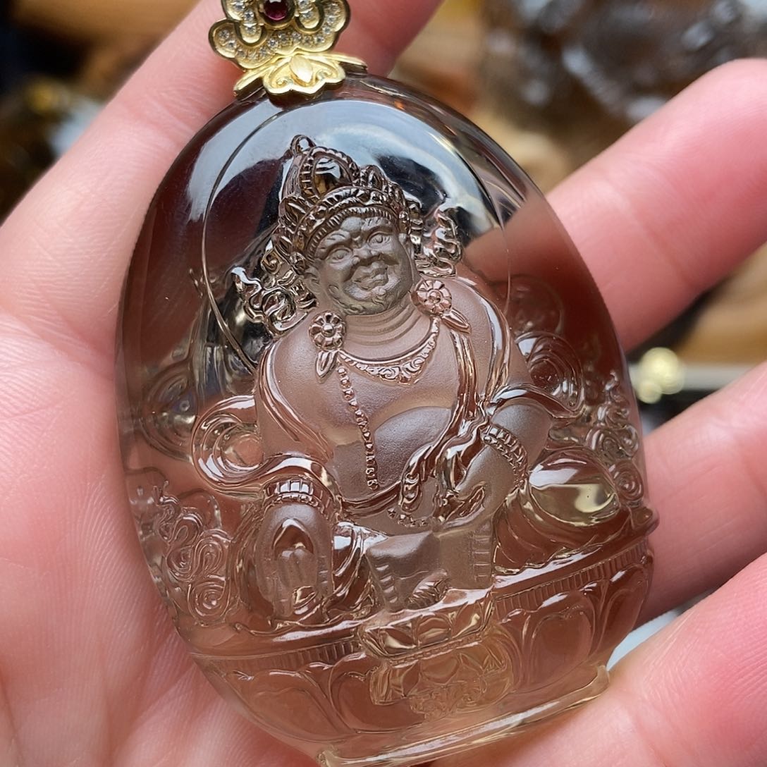水晶天然水晶吊坠18K金镶嵌