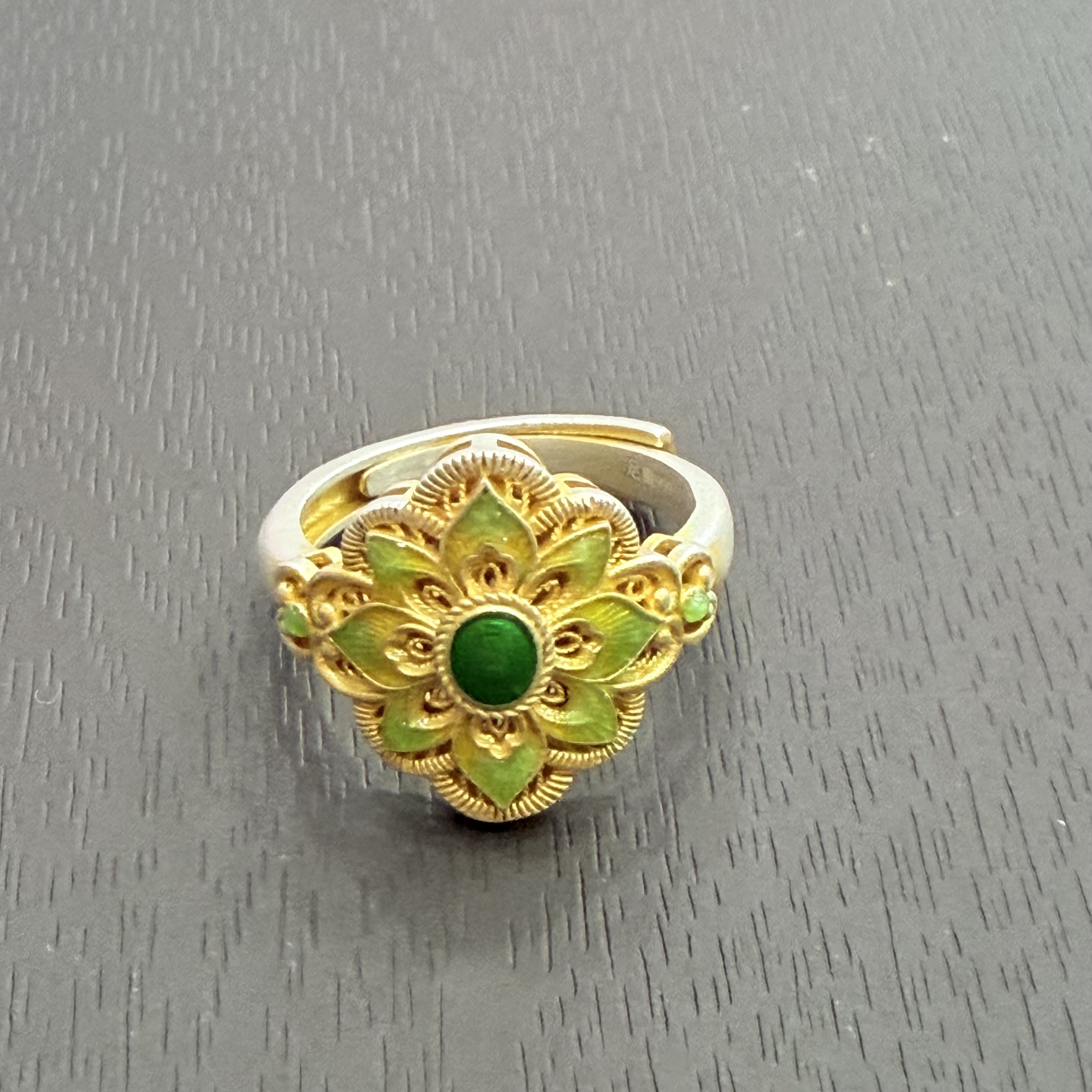 足银戒指 【欣欣专享】足银花丝雅韵珐琅戒指YJZ437