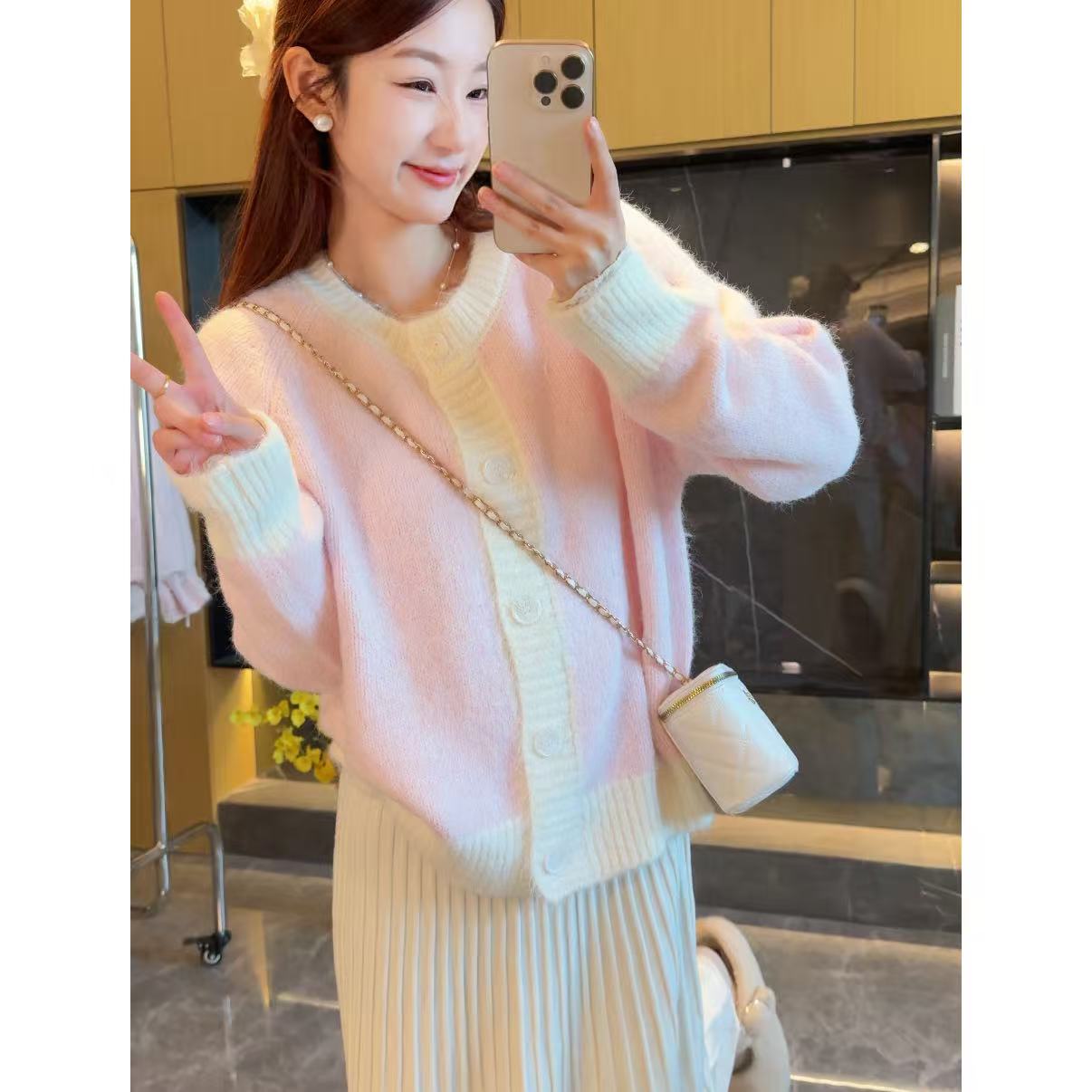 【懒小毛】常规圆领毛针织衫设计感韩版温柔厚款小香风常规款