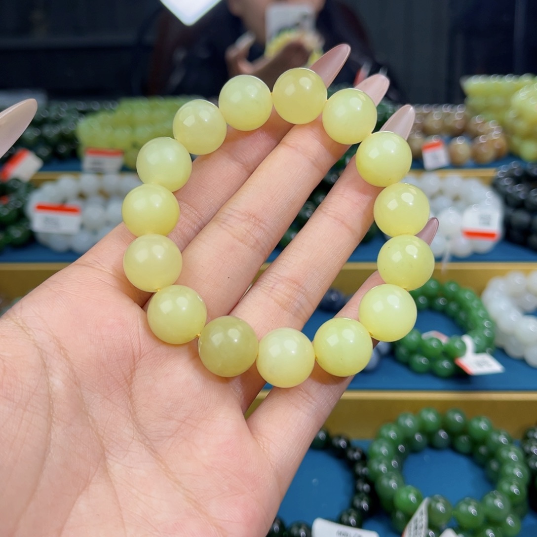 和田玉未镶嵌手链天然和田玉新疆若羌黄口手串14微瑕