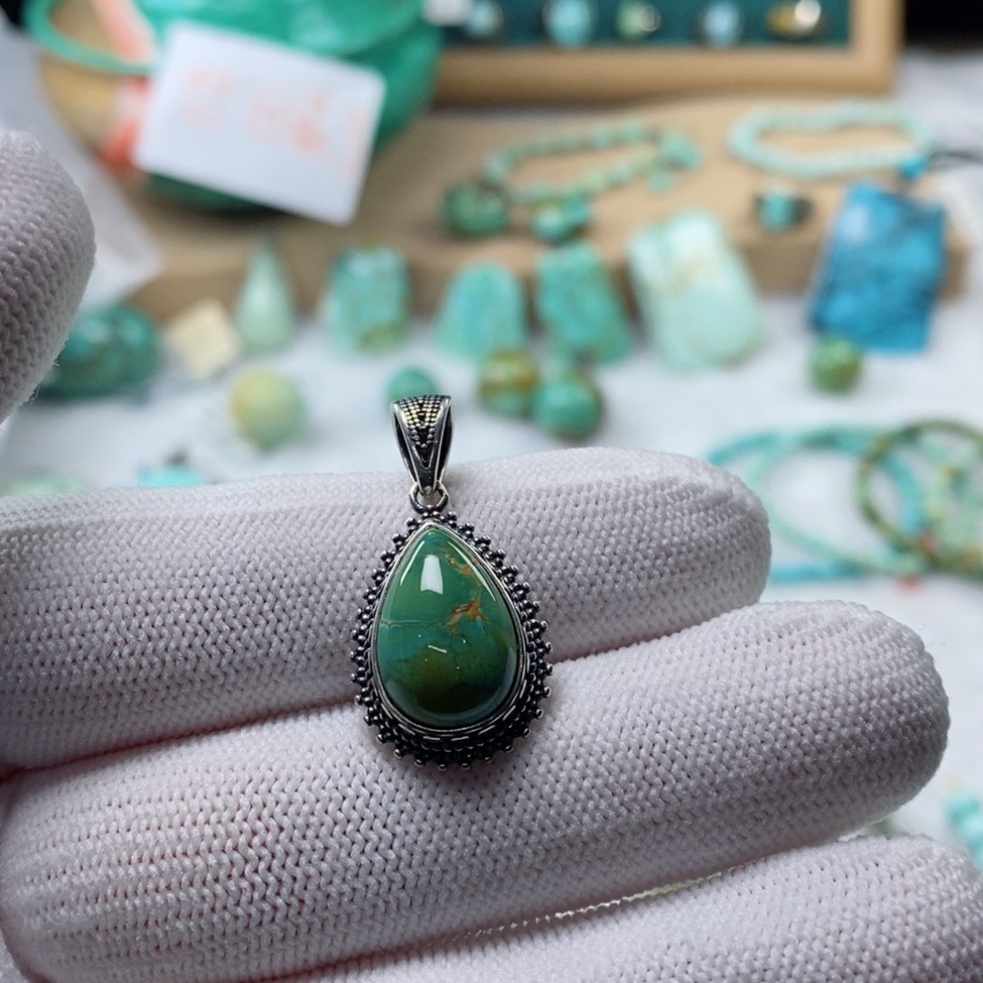 绿松石颈饰银S925镶嵌