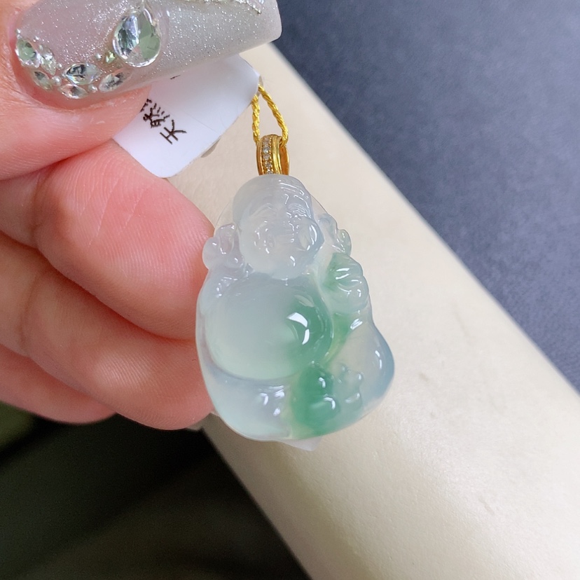 【闪购商品】翡翠颈饰18K金镶嵌财神