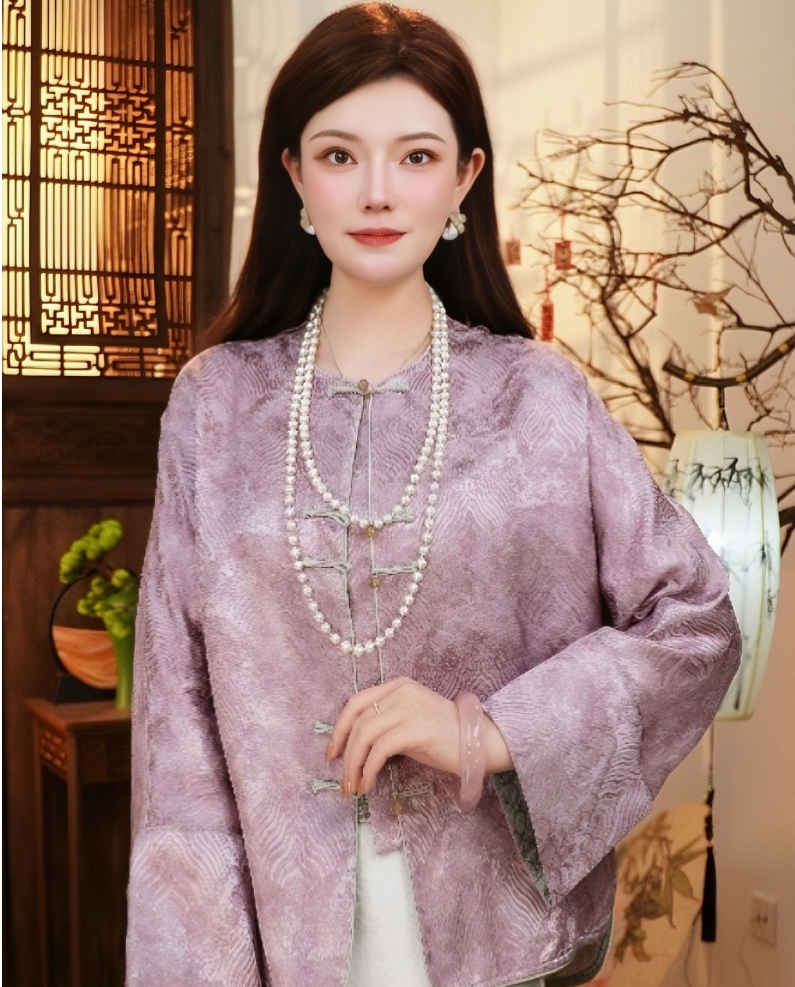 《海纹纱》双面双穿重工提花刺绣拼色夏季高档上衣20247177—园园