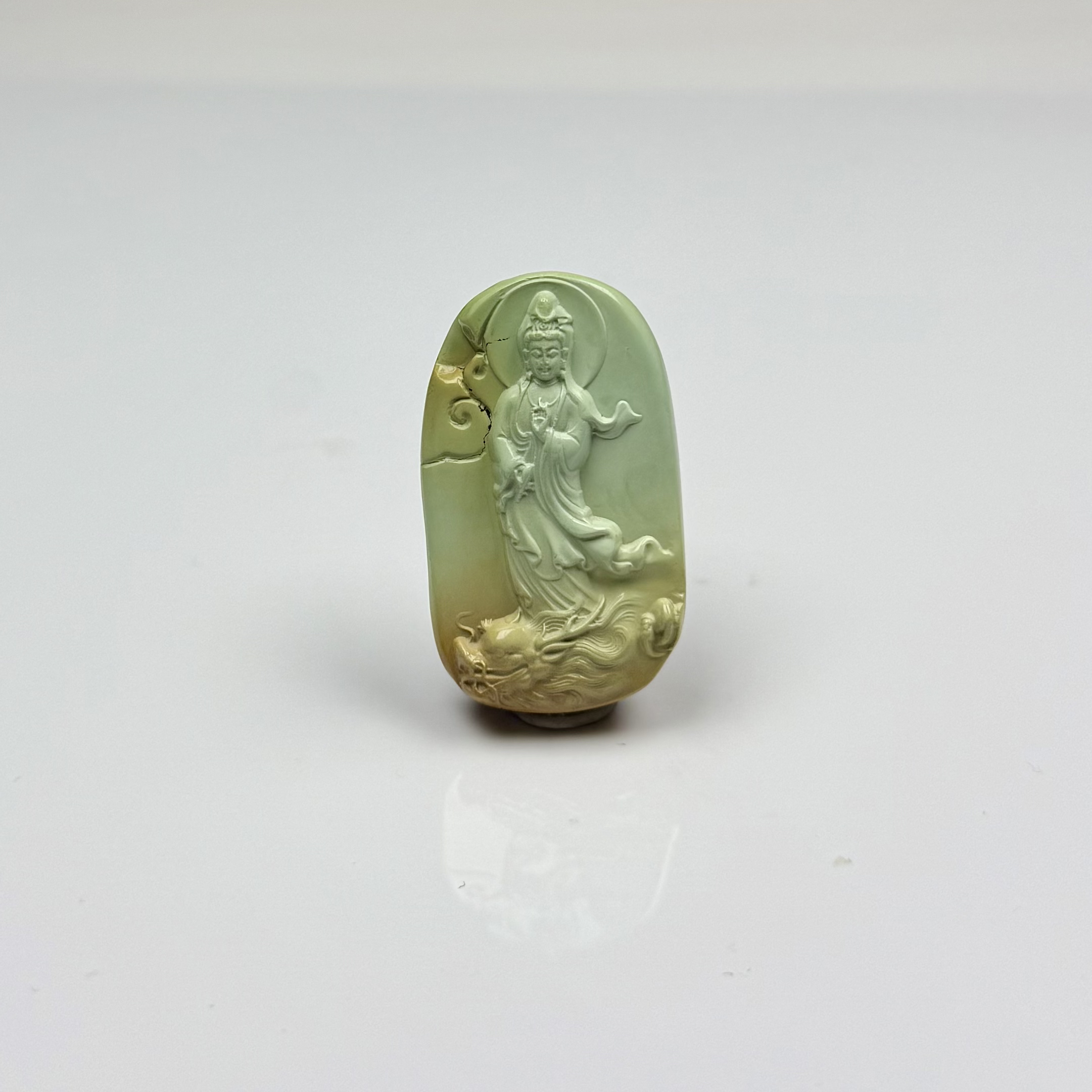 天然原矿绿松石高瓷特色站立观音