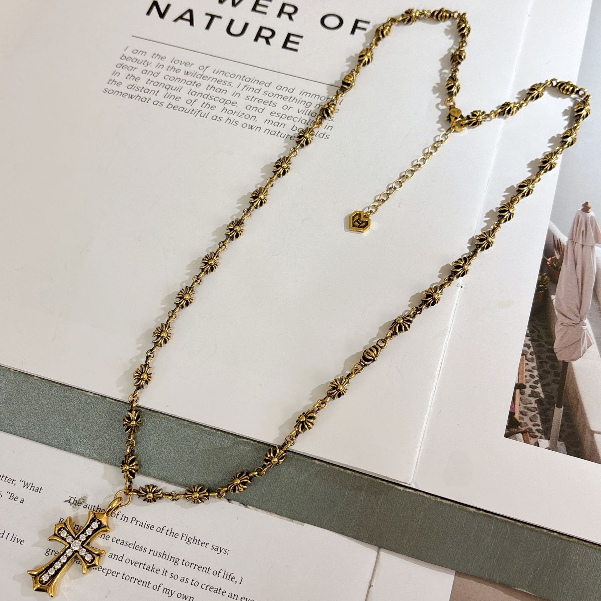 水贝千玺珠宝 鸢尾花套链足金999项链黄金复古电黑工艺5D精品黑金