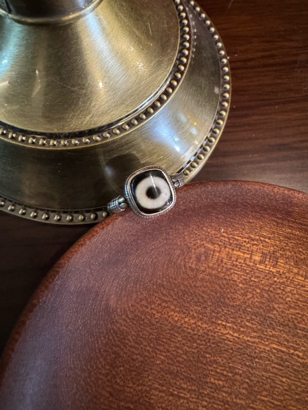 925银银制品 黑白 一眼 戒指 