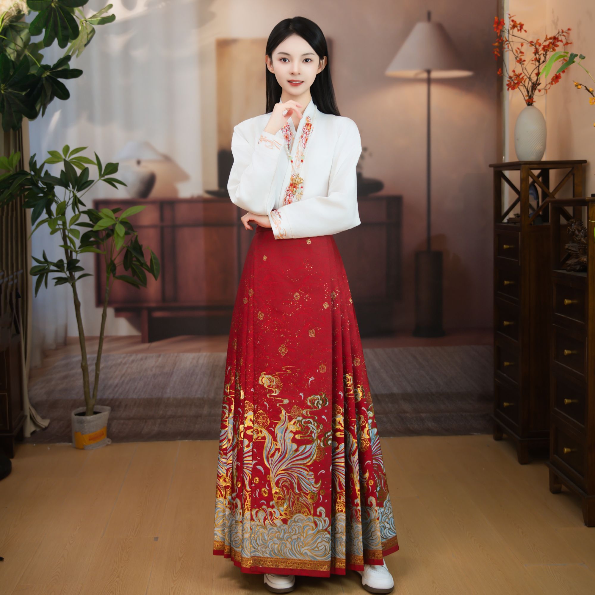 {鱼海星辰}织金织银妆花新款汉服小个子新中式红色古风