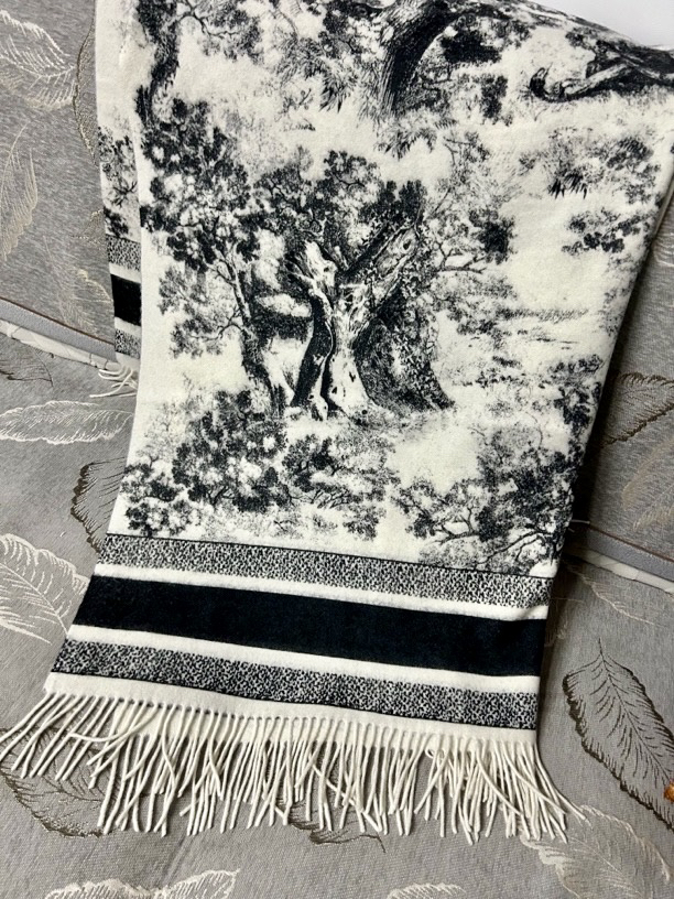 复古水墨画混绒多用披毯氛围感百搭时尚保暖高级