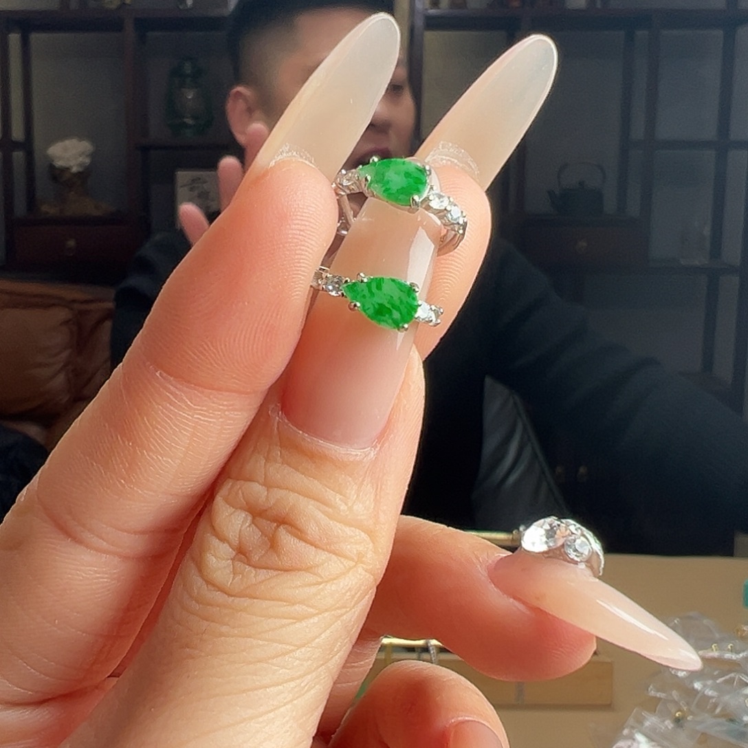 翡翠银S925镶嵌耳饰耳环30