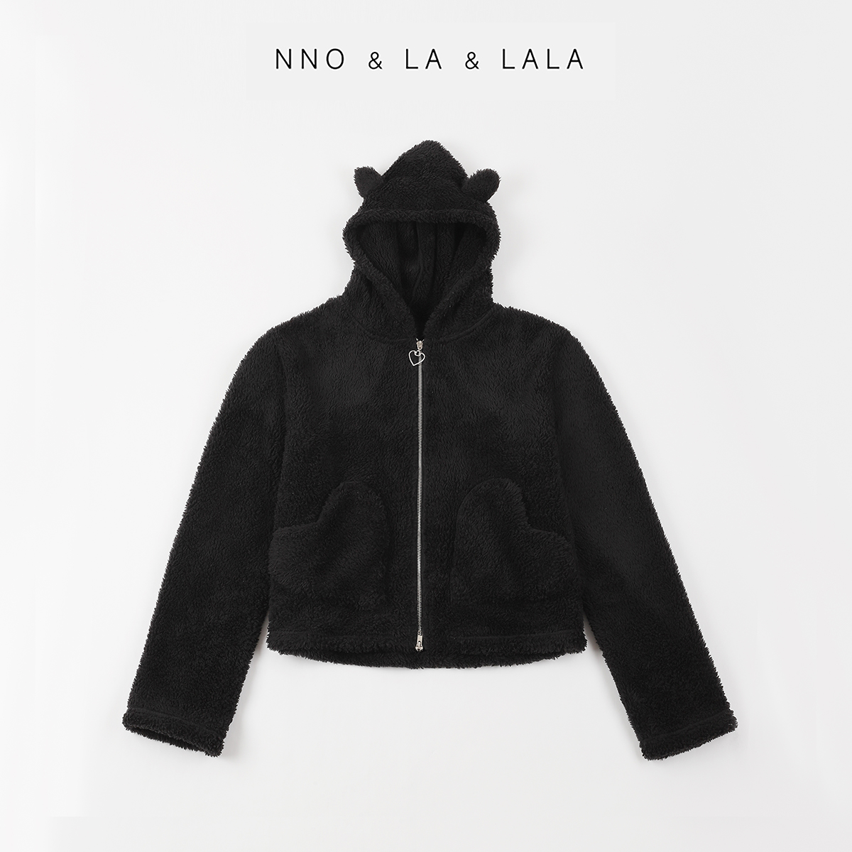 LA  黑色小熊 毛绒绒 摇粒绒外套26329