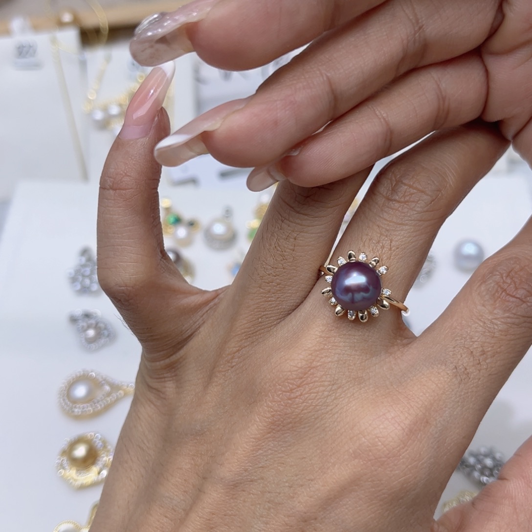 萝***1合金戒指淡水珍珠