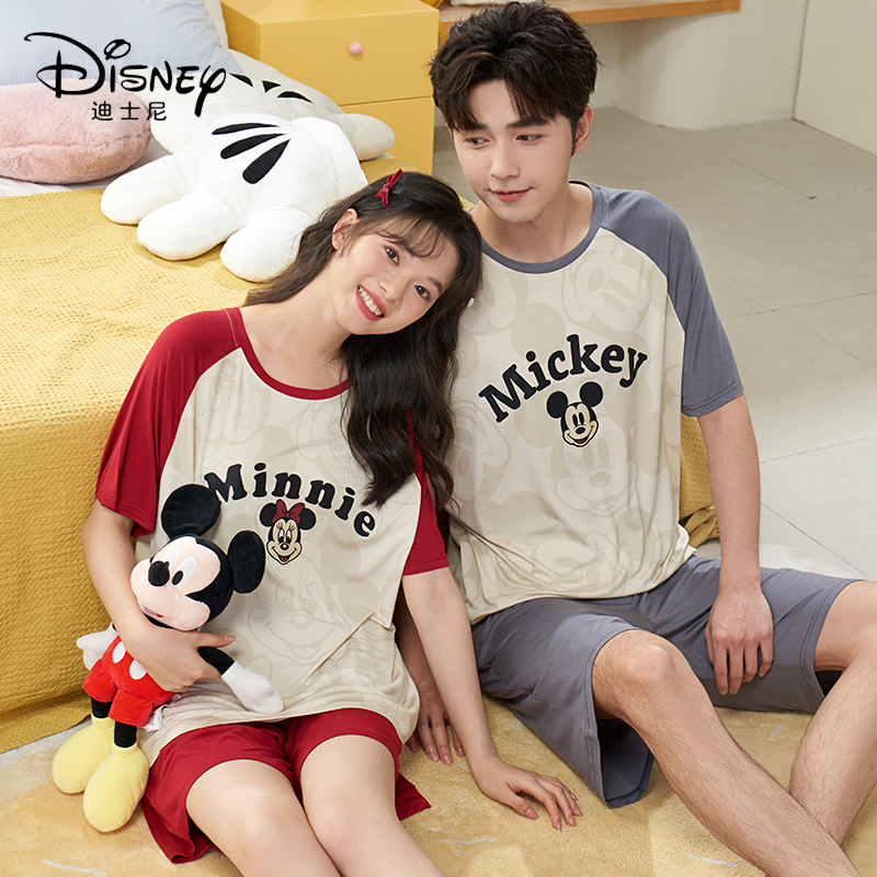 套头情侣睡衣短袖短裤凉感冰丝舒适家居服无胸垫款