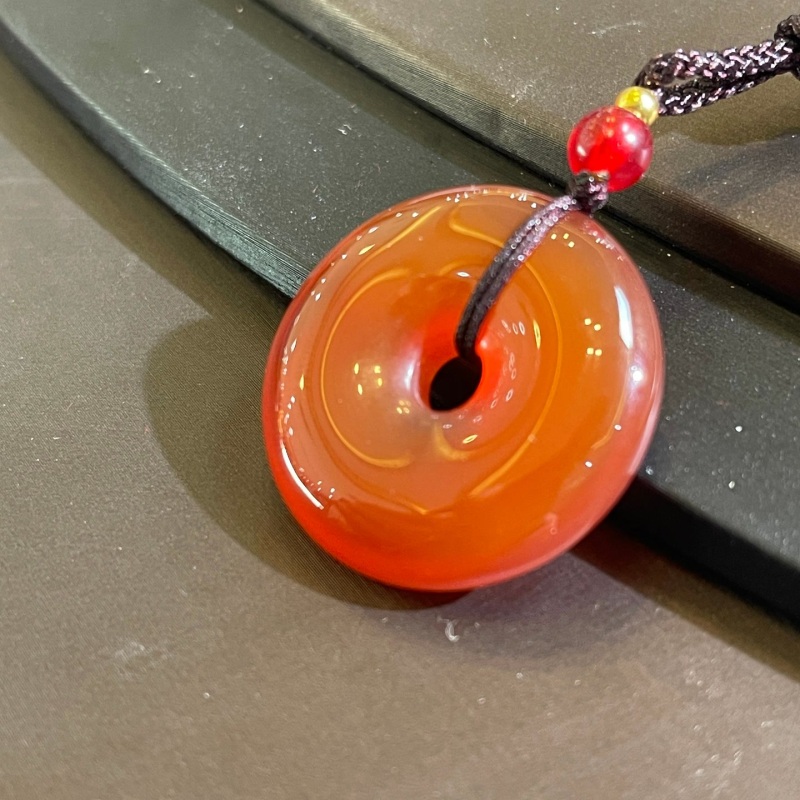 天然玉石 红玛瑙平安扣吊坠 国风新中式 多样性发货 PM601402