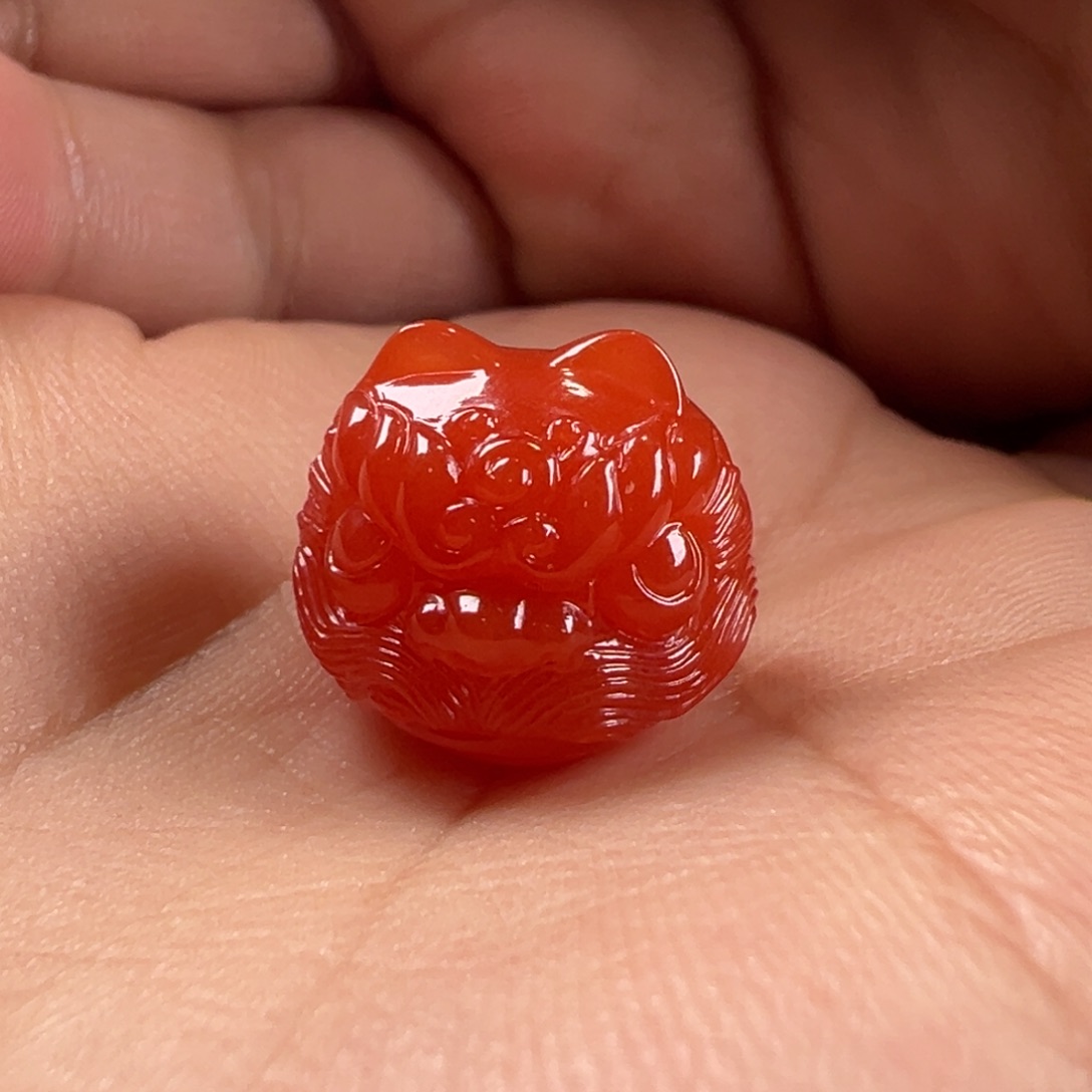 南红玛瑙醒狮16.8未镶嵌