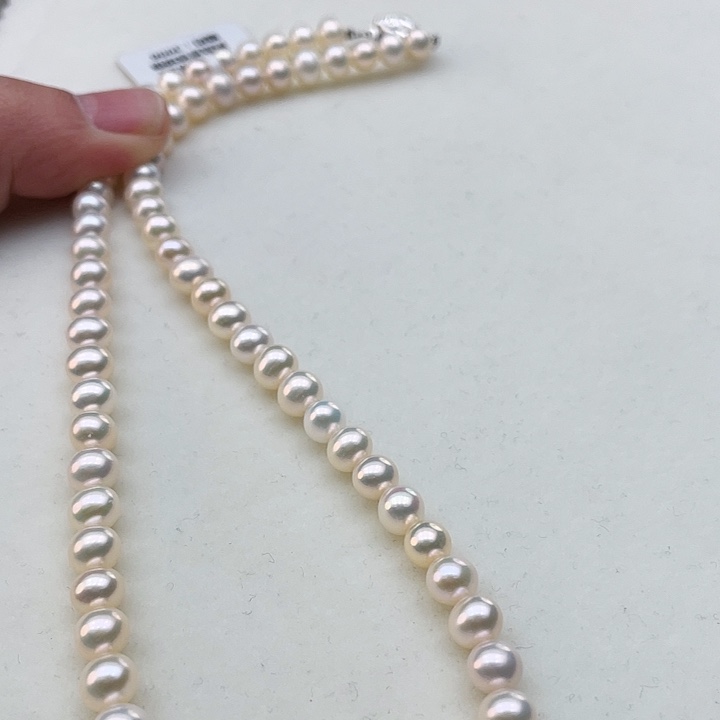 淡水珍珠颈饰银S925镶嵌卡6-7极光炫彩高品