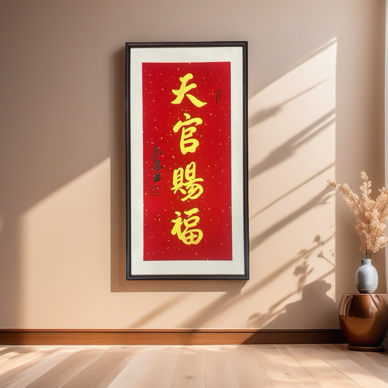 《天官赐福》带框68*35高见书法带框