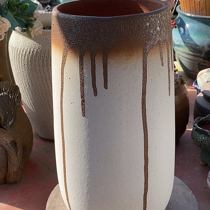 花盆紫砂口15.5高度34白色