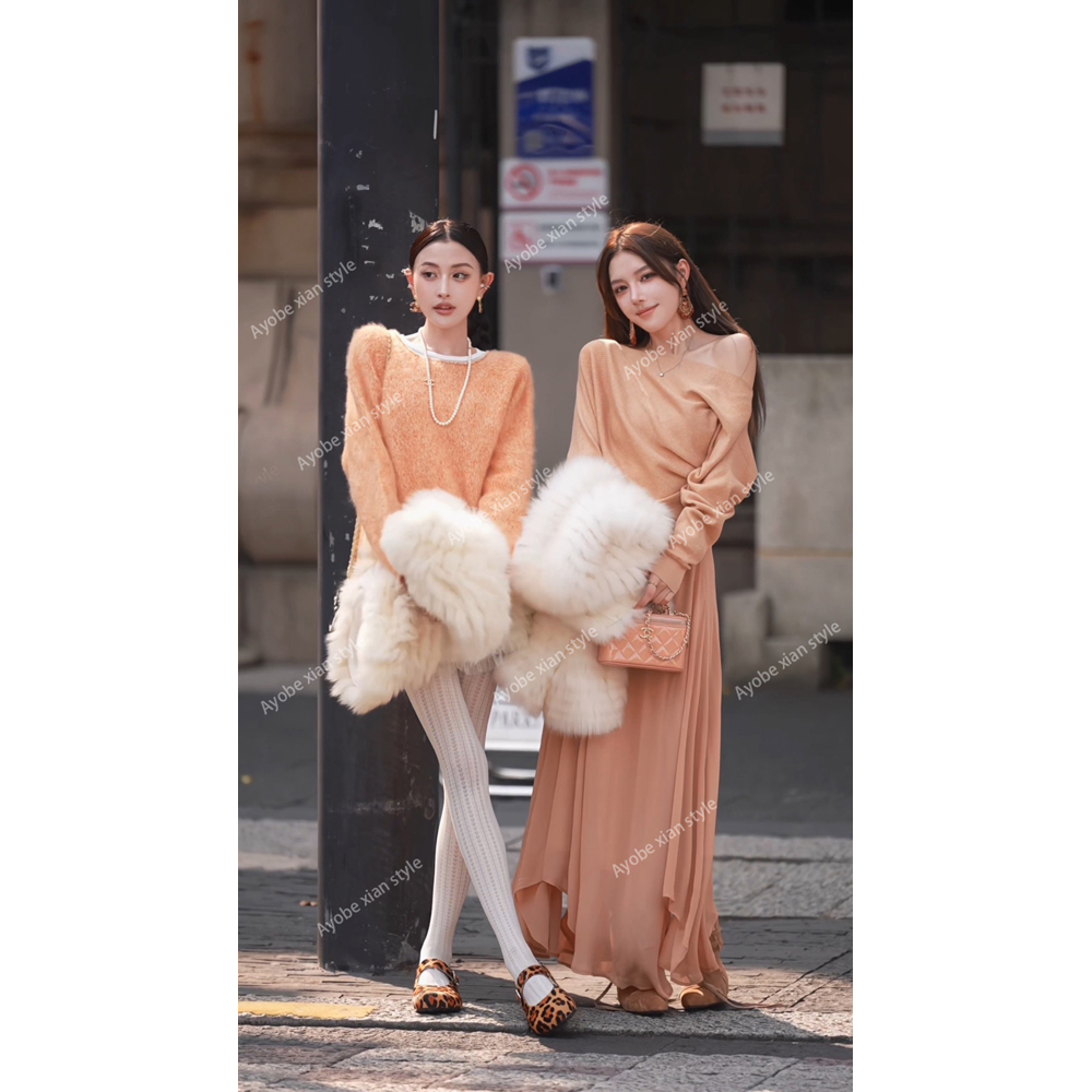 【AYOBE】小贤  名媛法式高级感气质压褶优雅纱裙套装