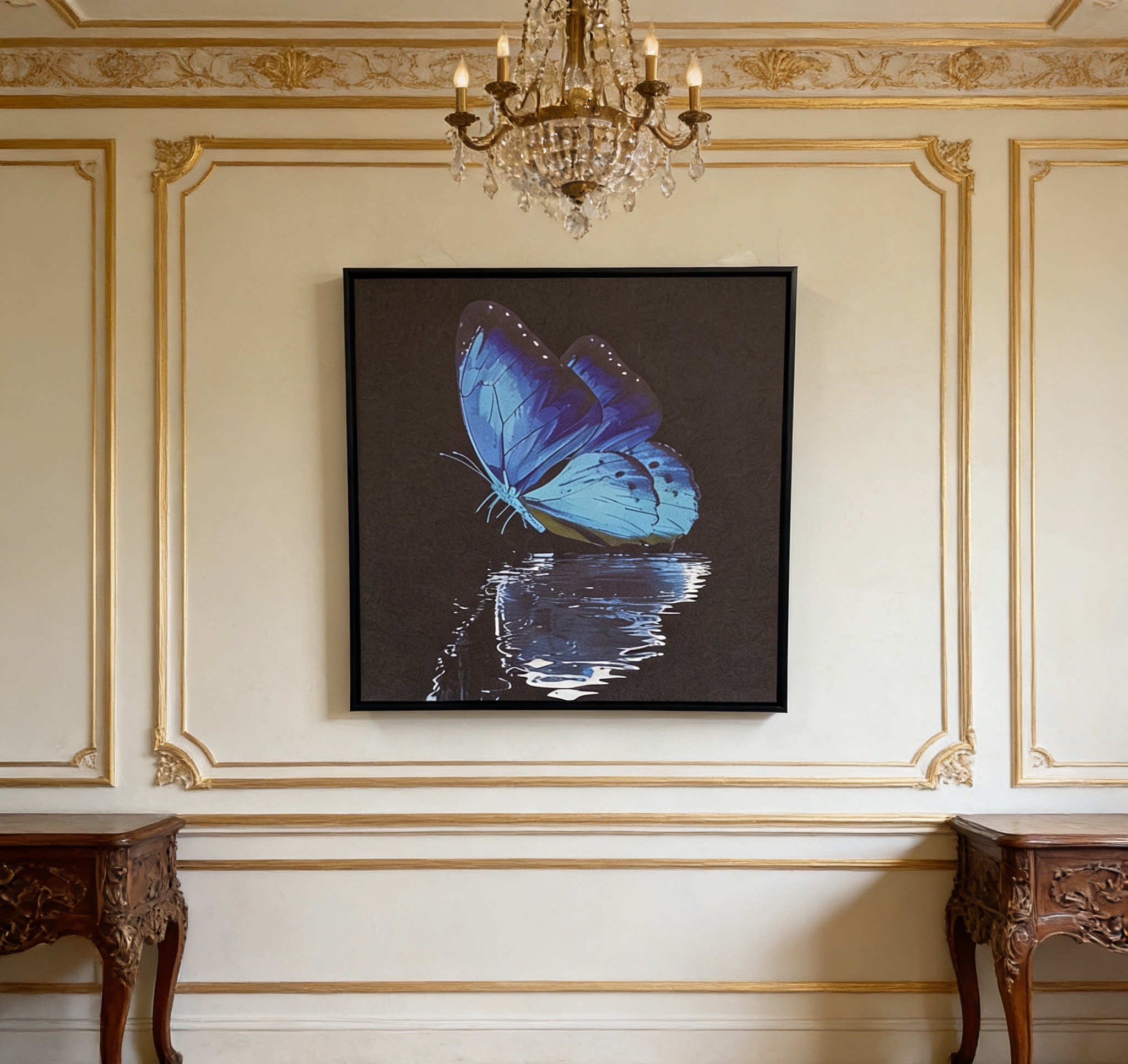 手工砂岩蝴蝶装饰画现代轻奢风格客厅玄关挂画XD51