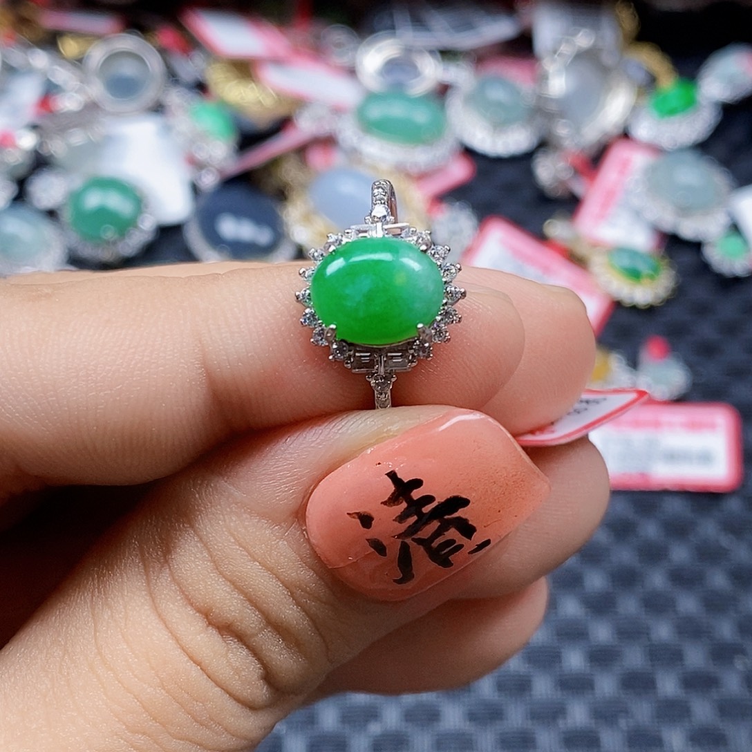 翡翠银S925镶嵌戒指