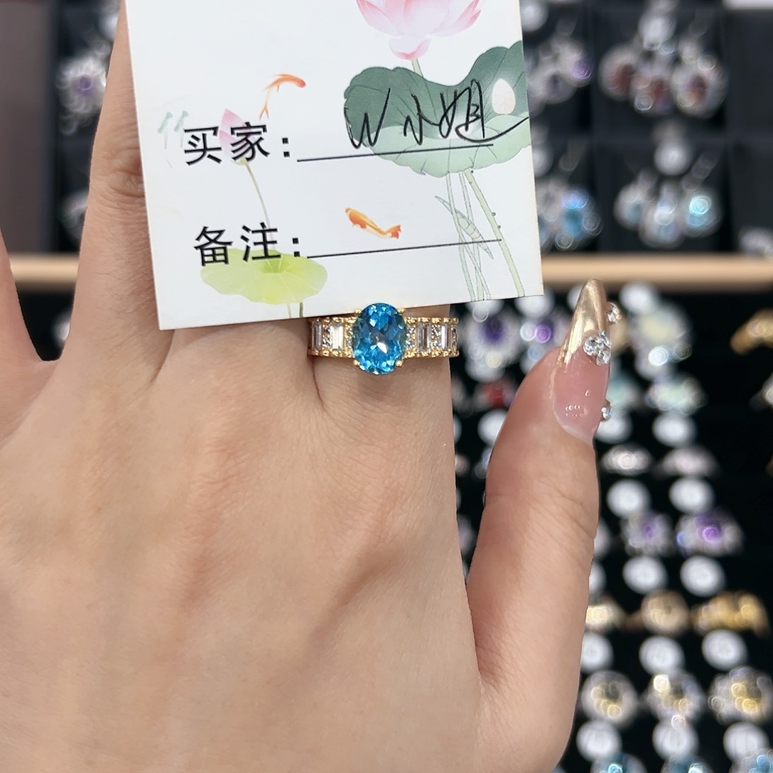 黄晶戒指银S925镶嵌戒指