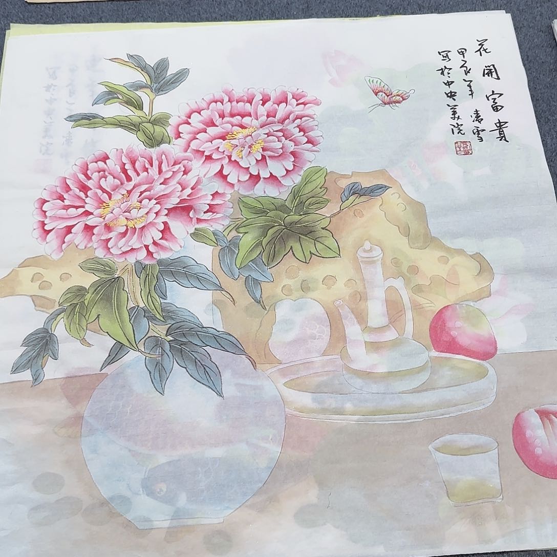 国画尺寸70X70手绘作品 