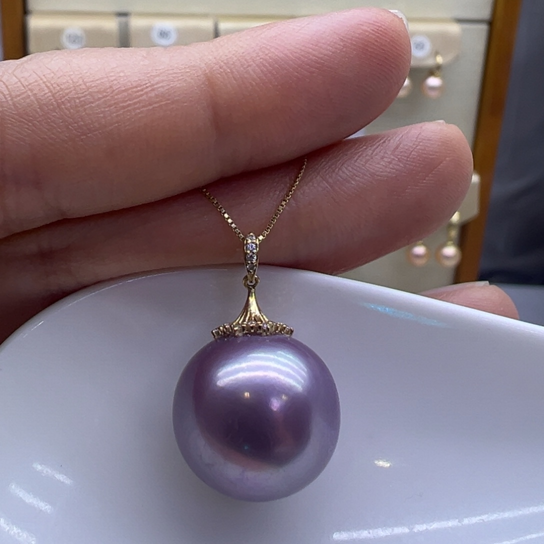 淡水珍珠吊坠(赠链)18K金镶嵌