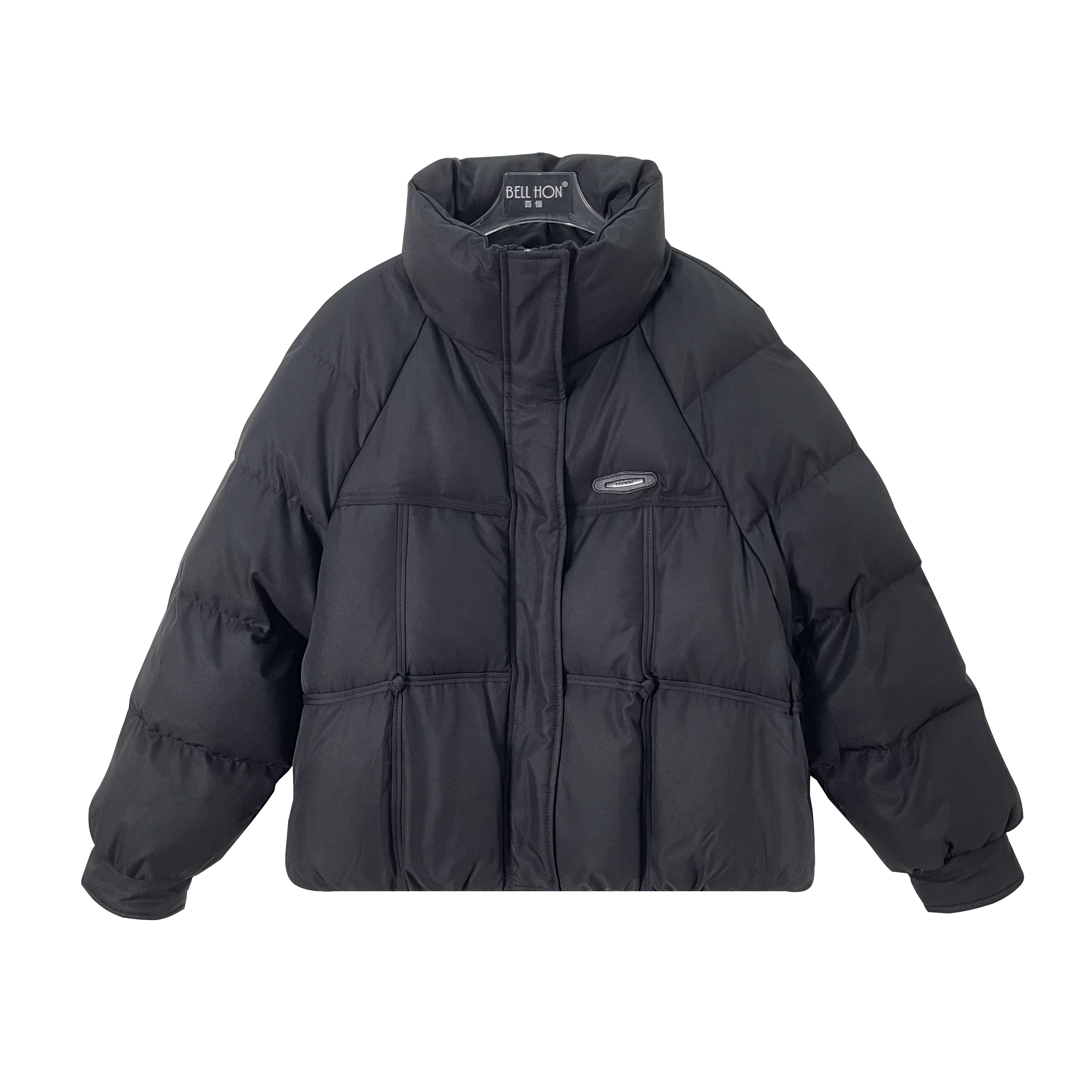 秋冬经典时尚立领保暖女羽绒服拉链休闲百搭通勤款黑色面包服