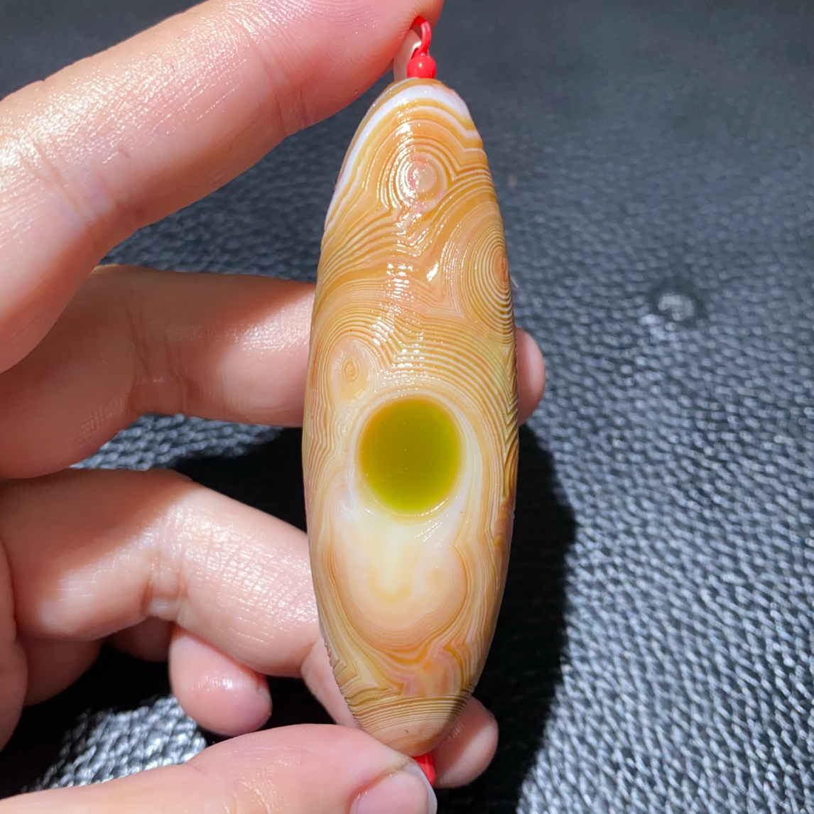 阿拉善花眼玛瑙天珠七彩俏色吊坠项链