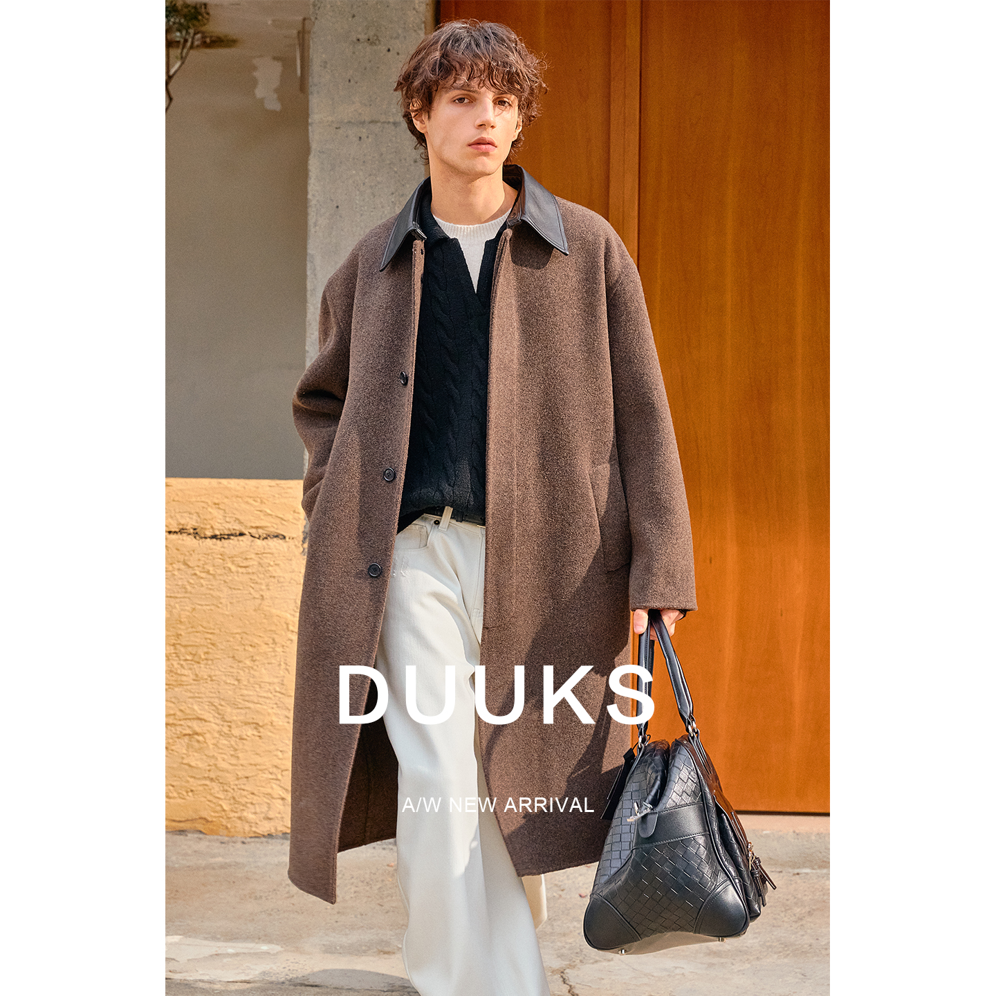 山羊绒双面呢羊毛大衣中长款男装新款秋冬季立绒高级感外套68346