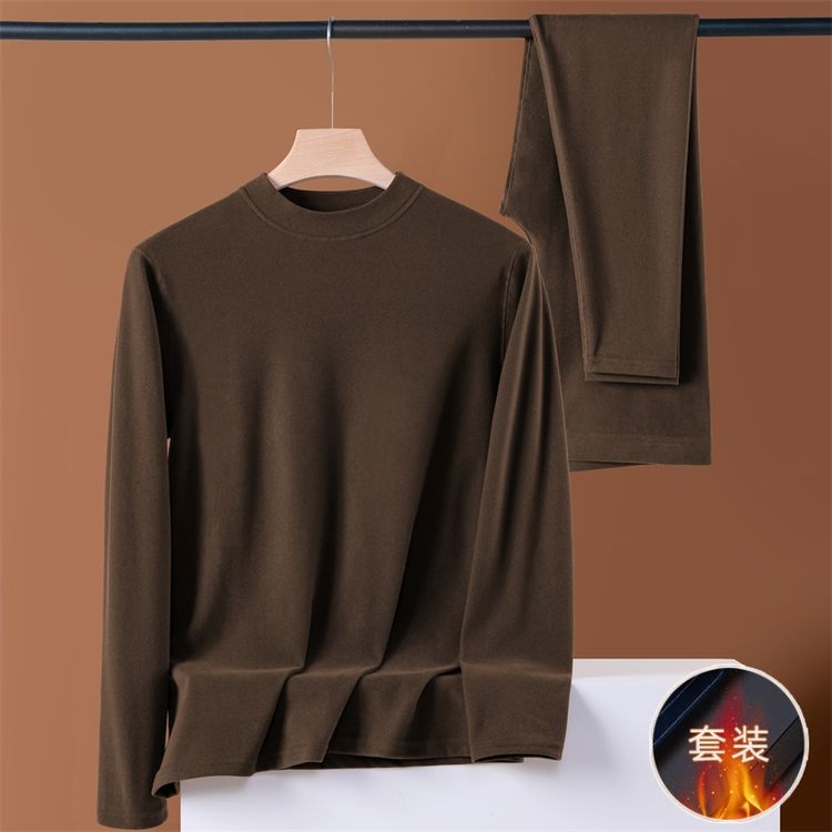 【阳离子套装】修身秋冬套装男士韩版男士秋冬保暖T恤秋冬季半高领