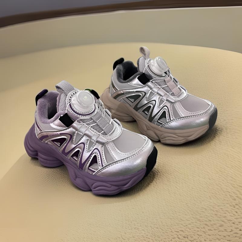 儿童新款冬季加绒保暖男童女童时尚防滑纽扣运动老爹鞋911