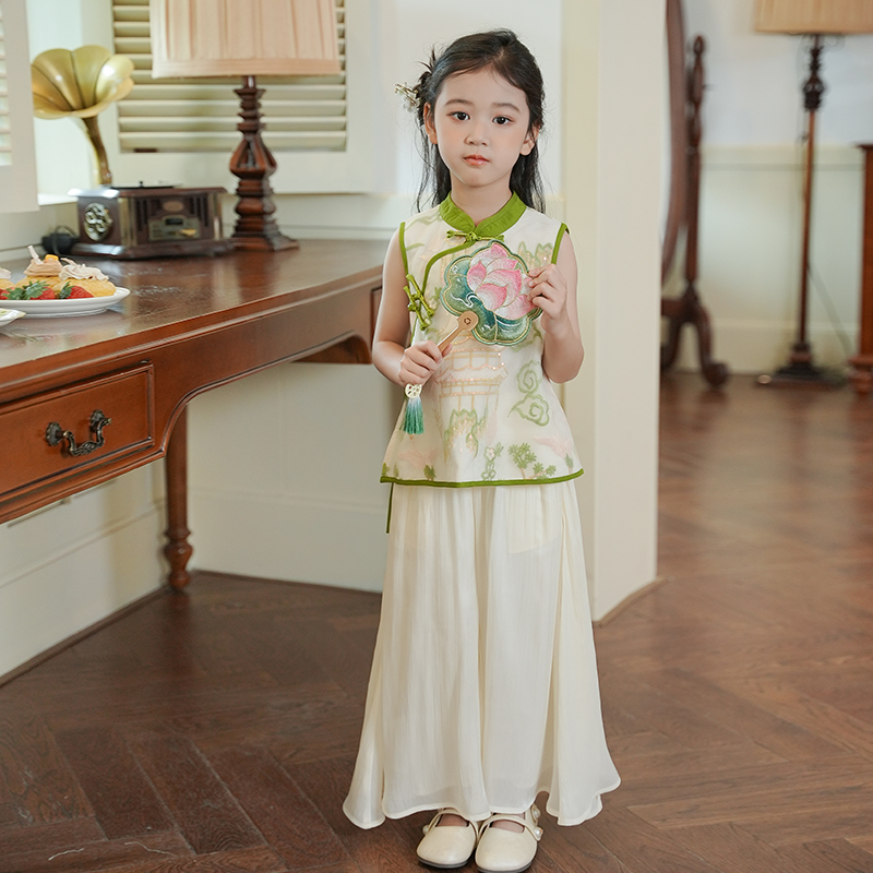 53821女童新中式国风汉服套装2025夏季新款国学表演服六一演出服
