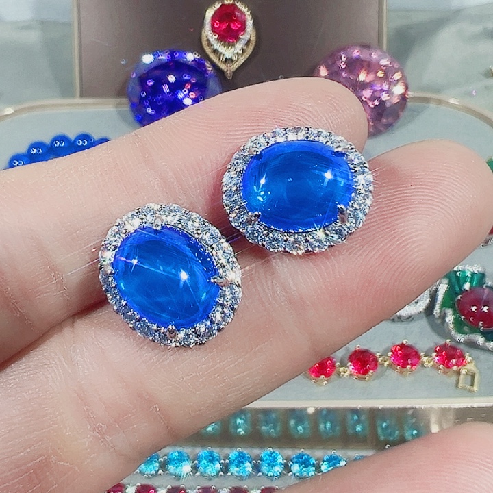 非金属红色蓝色满镶嵌吊坠戒指