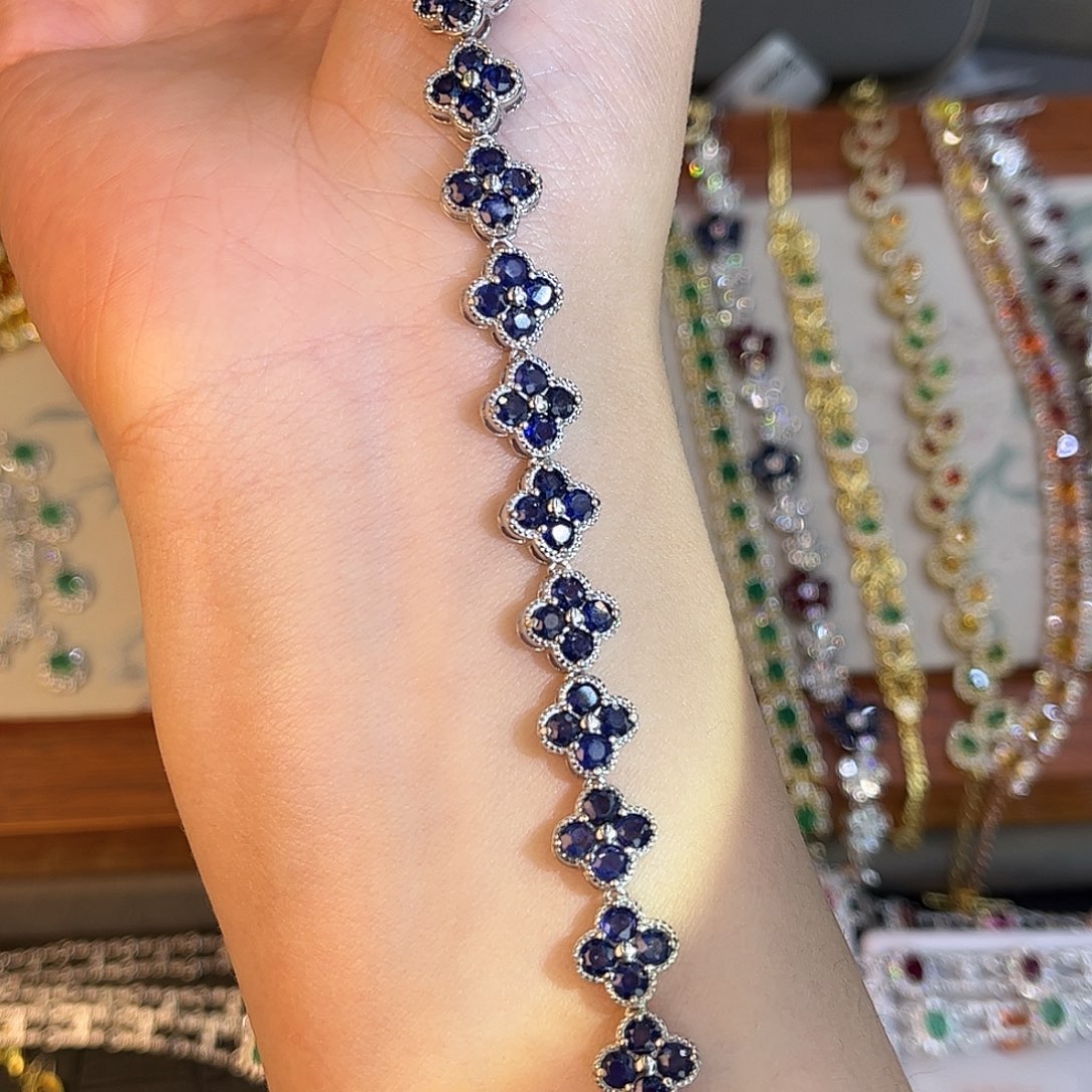 蓝宝石手链银S925镶嵌