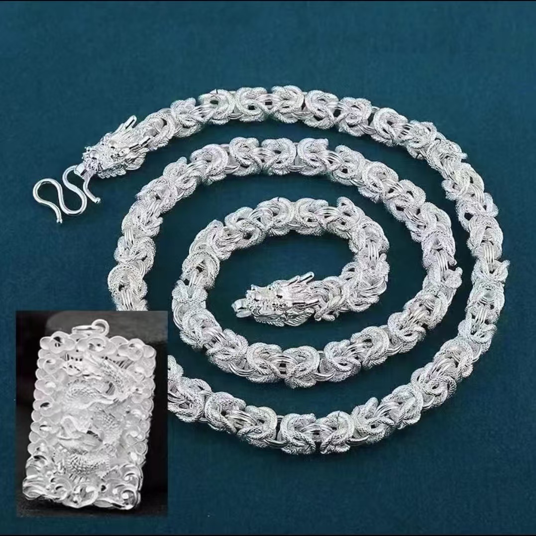 坠链均足银 龙骨项链配龙牌11