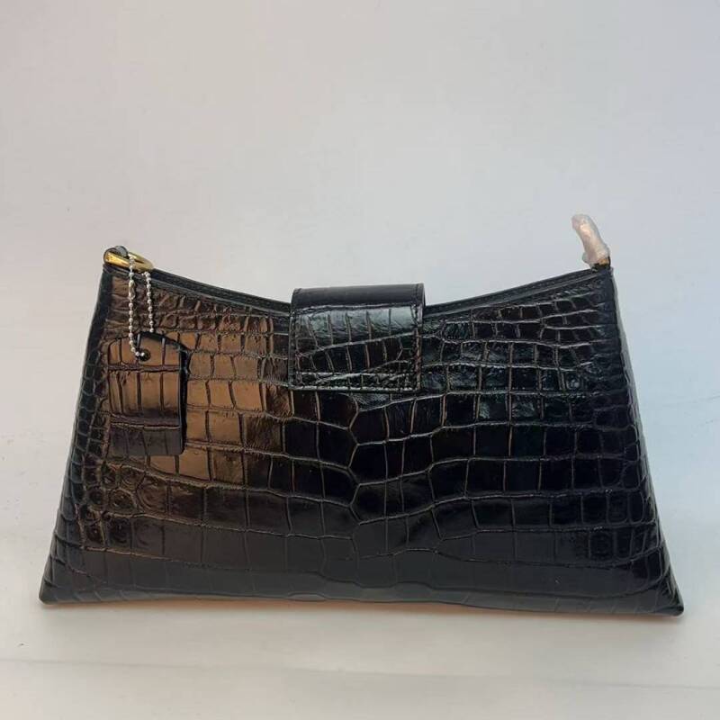 【31KXM-鳄鱼皮】轻奢女士真皮黑色高级感腋下单肩包